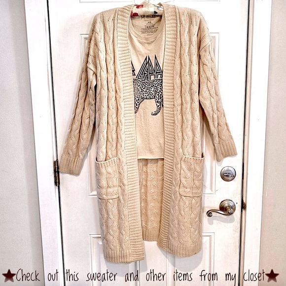NWT Women’s Cardigan Sweater, Open Front, Beige, - Picture 3 of 15